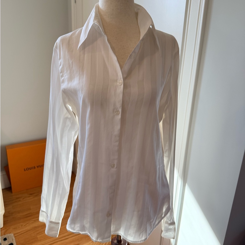 Anne Fontaine White Fitted Button-Down Shirt - Picture 3 of 13